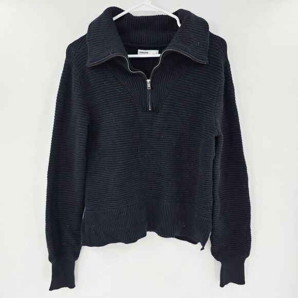 Sonoma sweater quarter zip black fleece soft fuzzy small slouchy - Picture 1 of 3